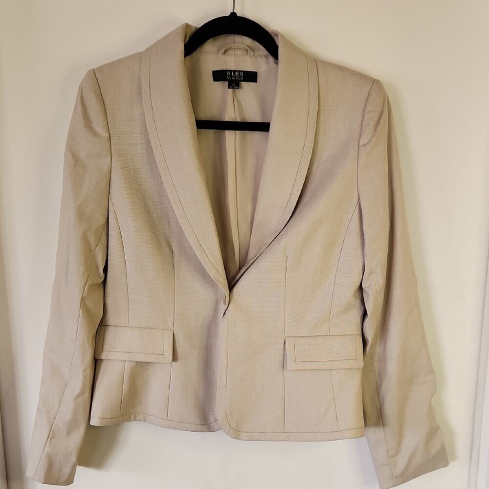 NWT Alex Marie Tan Blazer Shawl Collar Fitted